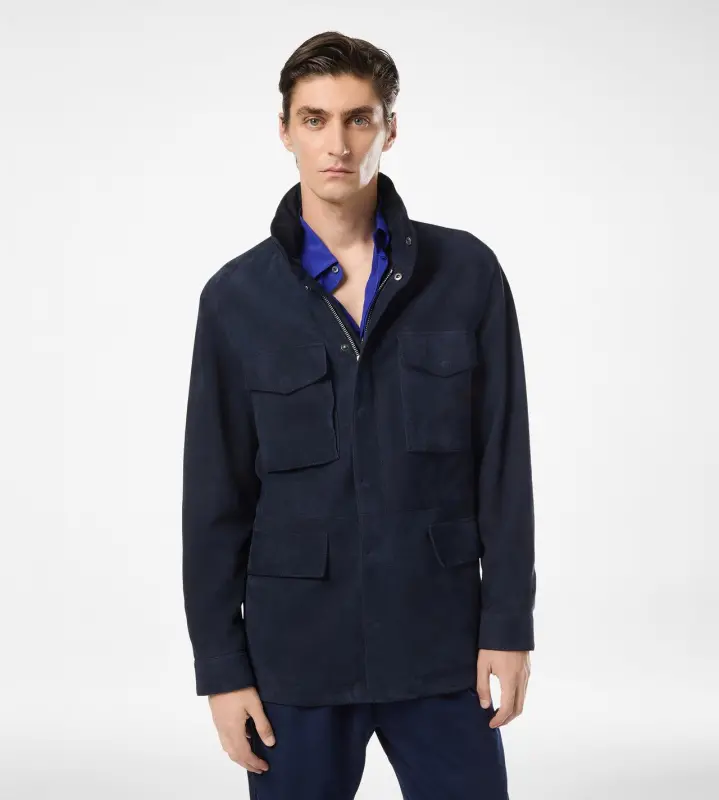 LIGHT SUEDE FIELD JACKET NAVY online